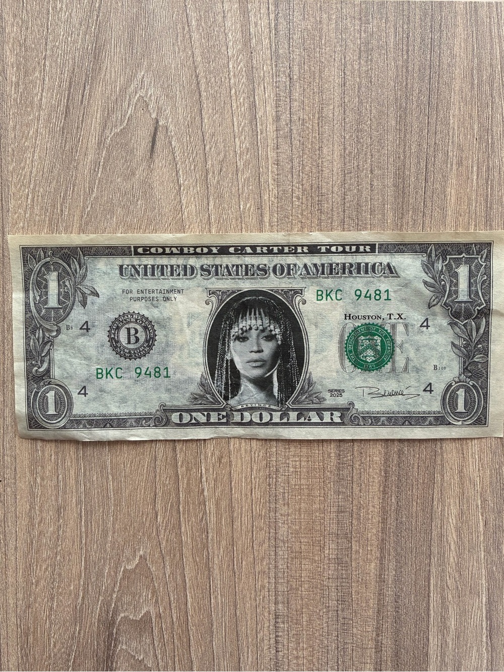 Beyoncé Cowboy Carter Tour  Exclusive Large Lucky Dollar Bill